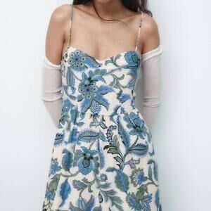 Zara blue and green paisley maxi dress